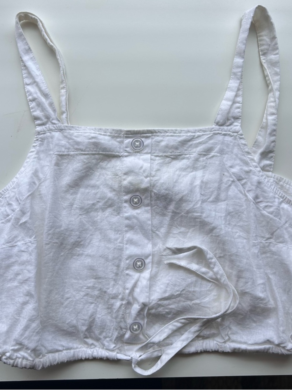 White Cropped Tie-Front Tank Top